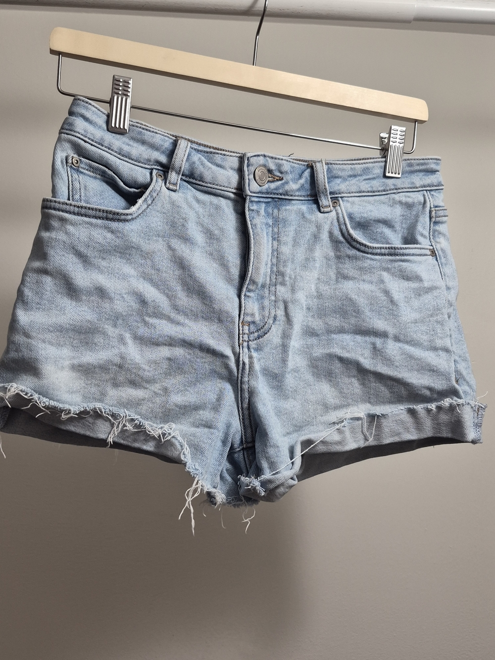 RW&CO. Light Blue Distressed Denim Cutoff Shorts